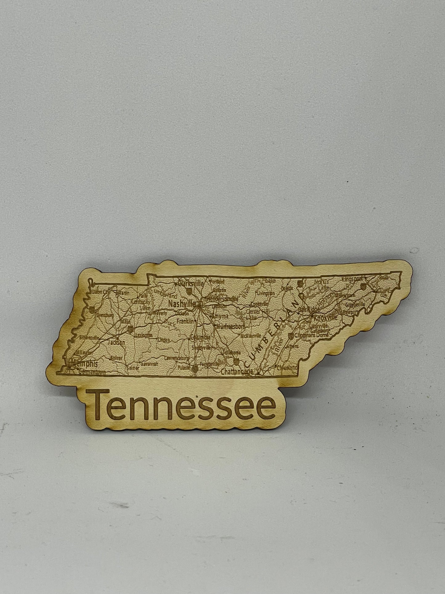 Engraved Wooden Tennessee Map Magnet– Custom Laser Cut State Decor