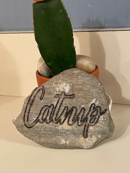 Laser Engraved Herb Rocks