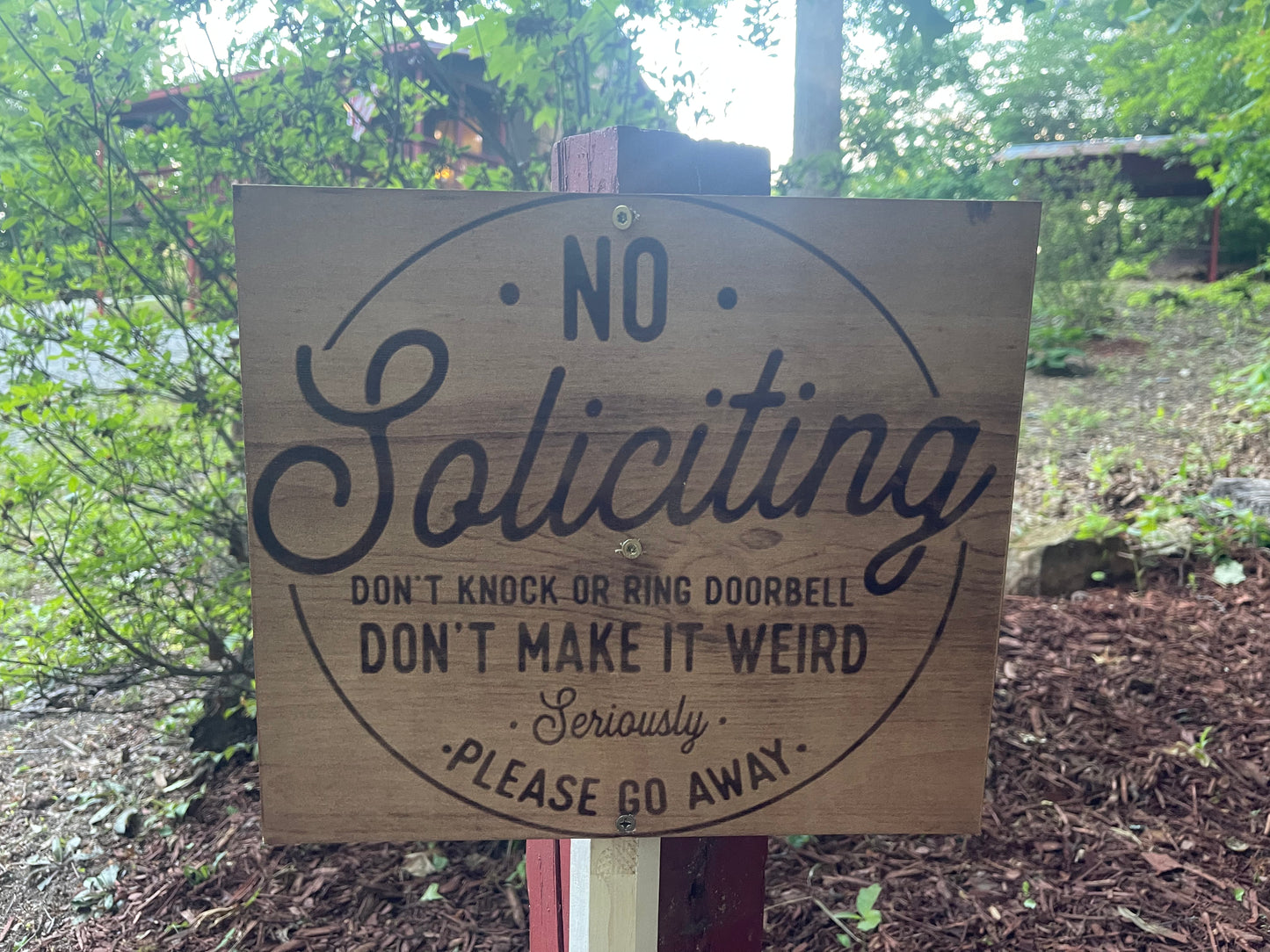 No Soliciting Wooden Sign