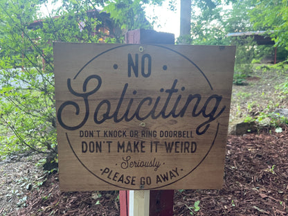 No Soliciting Wooden Sign