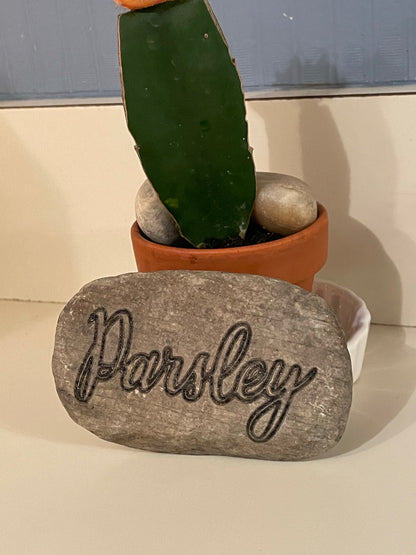 Laser Engraved Herb Rocks